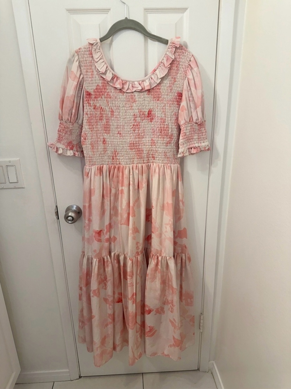 JessaKae Pink Floral Smocked Maxi Dress
